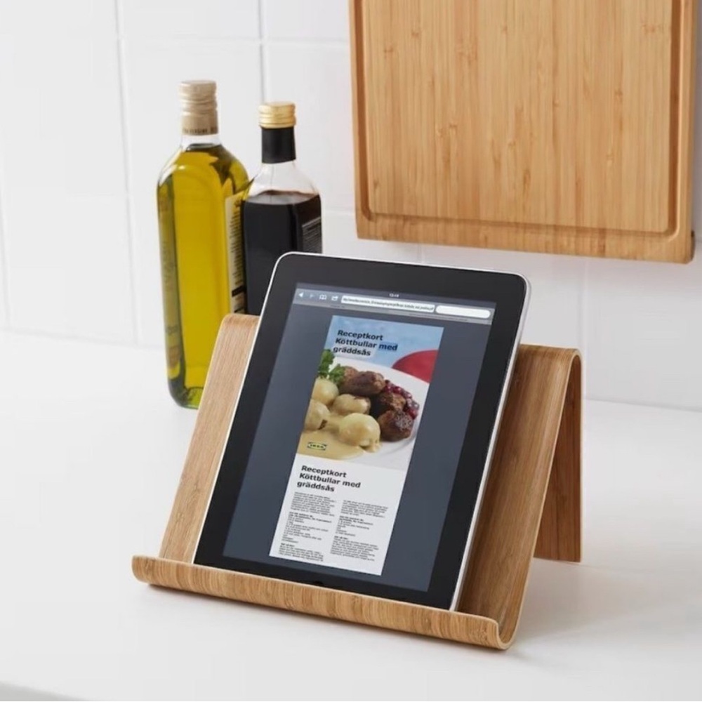 IKEA RIMFORSA 21912 Bamboo tablet & cookbook stand holder modern kitchen decor